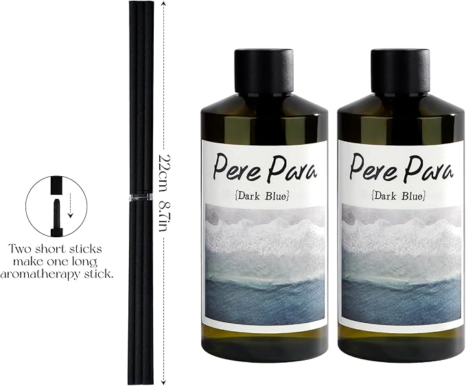 Dark Blue Scent Premium Reed Diffuser Set - 2 Pack, 400ml /14.1 fl.oz Scented Oil with 6 Sticks | Long-Lasting Fragrance for Home & Office | Luxury Gift