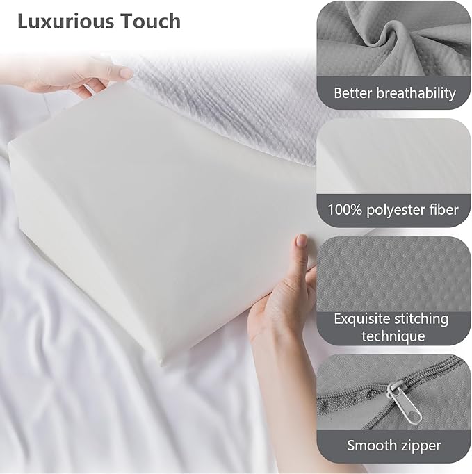 Sweetcrispy Full Size Bed Wedge Pillow for Headboard, Modern Stylish Pillow to Fill Gap Between Headboard and Mattress, Bed Gap Filler, Grey