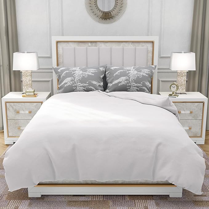 YIYEA Pillow Cases Queen Size Set of 2, Ultra Soft Double Brushed Microfiber Pillowcases Queen, Floral Bed Pillow Covers, Fade Resistant, Easy Slip-On (20"x30")