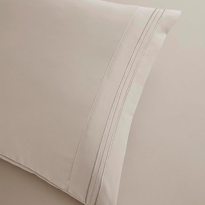 Clara Clark Bed Sheets, Premier 1800 Series Bed Sheet Set, Deep Pocket, Wrinkle, Fade, Stain Resistant, Luxury Soft Bedding Sheets & Pillowcases, Queen, Linen