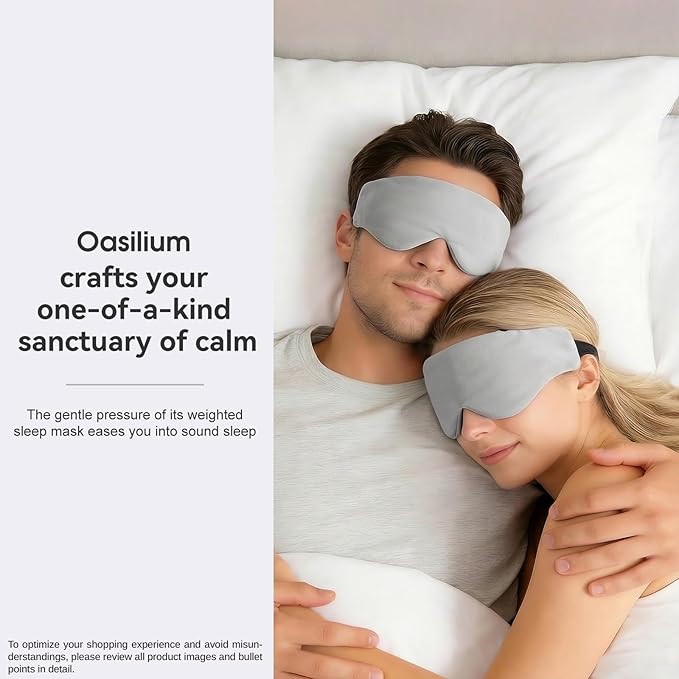 Lyocell Weighted Sleep Eye Mask for Women Men, 7oz & 5.3oz, Removable Washable Weighted Bag, Light Blocking Eye Cover, Soft Eye Shade for Travel Essentials, Office Naps, Gift,Grey
