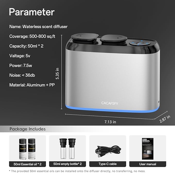 Waterless Scent Diffuser,Hotel Scent Oils Included-Whole House Air Freshener-Scent Diffusers for Home,Office,Essential Oil Diffuser Large Room,Smart, Cold-Air Tech,App Control (Luxury SL)