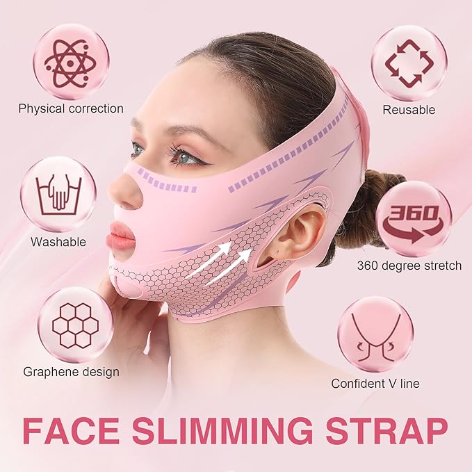 Anti-Snoring Sleep Mask with Aromatherapy, Face Firming & Snoring Solution, Relaxing Chin Strap for Anxiety Relief, Improved Sleep & Jawline Contouring for Adults（pink）