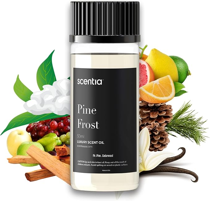Scentia Pine Frost Essential Oil – 50 ml Christmas Diffuser Oil | Crisp Winter Blend with Fir, Pine, Citrus & Vanilla | Holiday Aromatherapy for Gifting, Candles & DIY Soaps