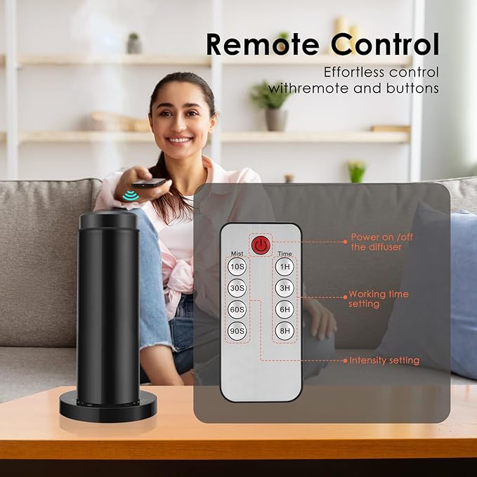 Waterless Essential Oil Diffuser with 8 Color LED Night Light, 3 Mist Levels & Timers, Portable Rechargeable Aromatherapy Diffuser for Home Car Room Studio Office, Metal (Black-200ml)