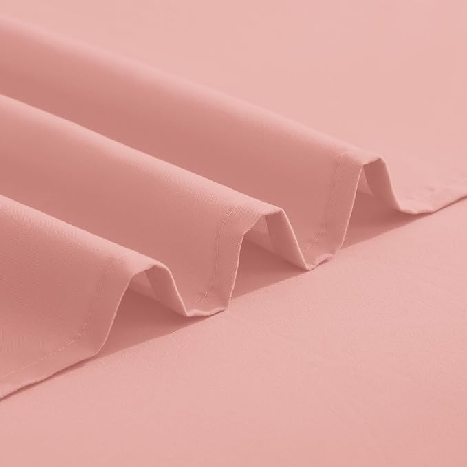 Elegant Comfort Luxurious 1500 Premium Hotel Quality Microfiber Three Line Embroidered Softest 4-Piece Bed Sheet Set, Wrinkle and Fade Resistant, King, Dusty Rose