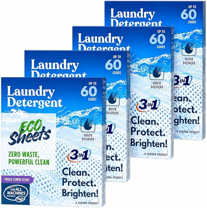 Laundry Detergent Sheets – 240 Eco Laundry Sheets Detergent, Travel Laundry Soap Sheets, Washer Sheets Detergent, Ultra Concentrated, Plastic-Free, Fresh Clean, 180 Sheets