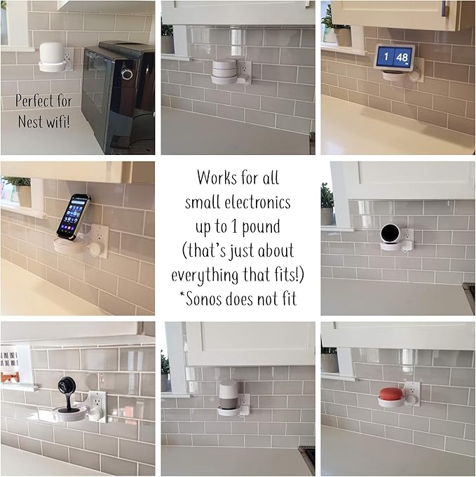 Mount Genie The Easy Outlet Shelf Works with All Outlets - 60 Second Install - Hidden Cord Cable Storage - Perfect Google Home Mount, Nest WiFi Mount, for Cameras, Voice Assistants, and More