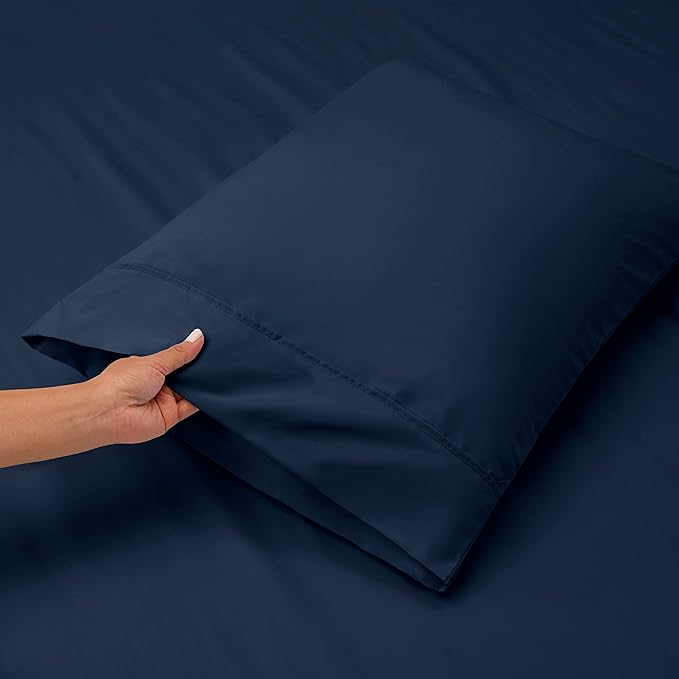 Nestl Full Size Sheet Set, 4 Piece Extra Deep Pocket (18-24 inches), Microfiber, Hotel Luxury, Soft, Breathable, Wrinkle-Free, Easy to Care, Navy Blue