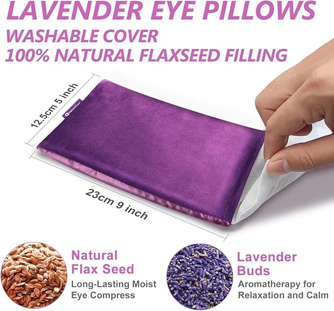 RelaxCoo Lavender Eye Pillow for Relaxation, Yoga, Sleeping, Weighted Eye Mask Heated for Headache, Sinus, Dry Eye Relief, Moist Heat Eyes Compress, Meditation Accessories with Aromatherapy, Pack of 6