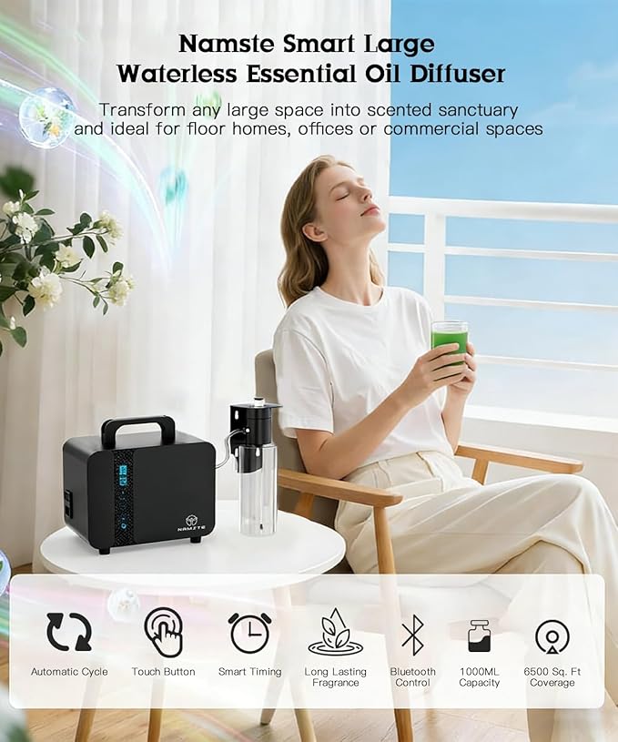 2026 Upgraded 6500 Sq.Ft Waterless Aroma Diffuser 1000ml Large Capacity HVAC Scent Machine with APP & LCD Control Smart Diffuser for Hotel Mall Office Home - Long Lasting