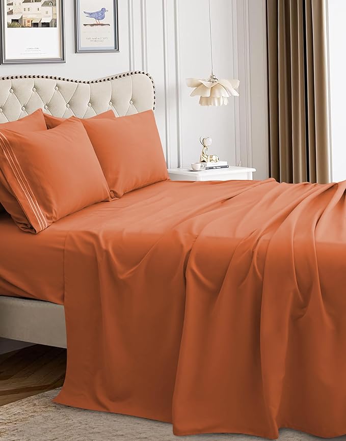Mocassi Pillowcases 1800 Premium Hotel Quality - Easy Care, Smooth Weave, Wrinkle and Stain Resistant, Easy Slip-On, 2-Piece Set, Standard/Queen Pillowcase, Coral