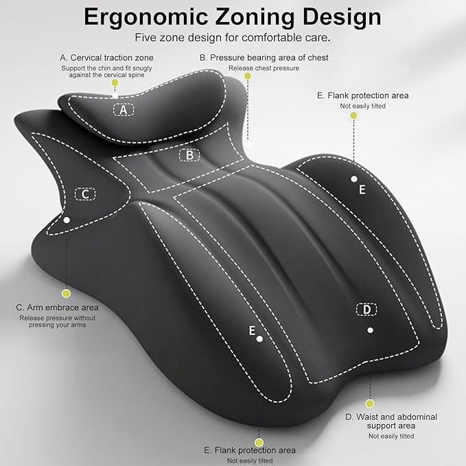 Memory Foam Wedge Pillow, 27° Angled Ergonomic Support for Neck, Waist & Back, Face Down, Multi-Position Prone Pillows for Sleeping, Nap, Bed Rest Reading, Massage, Posture & Pain Relief, Watching TV