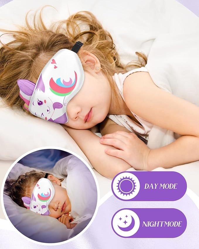 Miss Adola Sleep Mask for Kids - Valentines Gift for Kids Cute Silk Eye Cover for Sleeping Soft Kawaii Eyeshade Animal Eye Blindfold with Adjustable Strap for Girls Teens, Cat