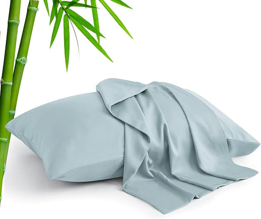BEDELITE King Size Pillow Cases Set of 2, Rayon Derived from Bamboo, Cooling Pillow Cases for Hot Sleepers & Night Sweats, Breathable and Silky Soft Envelope Pillowcases(Haze Blue, 20"x36")