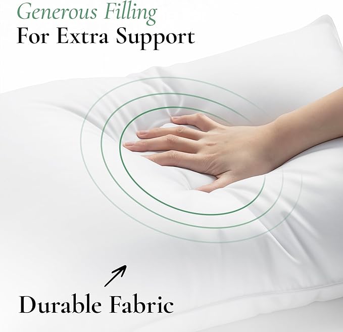 Fern and Willow King Size Bed Pillows - Set of 2, 36"x20" - Luxurious Ultra-Soft Cooling Pillow - Hotel Quality, Down Alternative Fill - Ideal for Side, Back & Stomach Sleepers