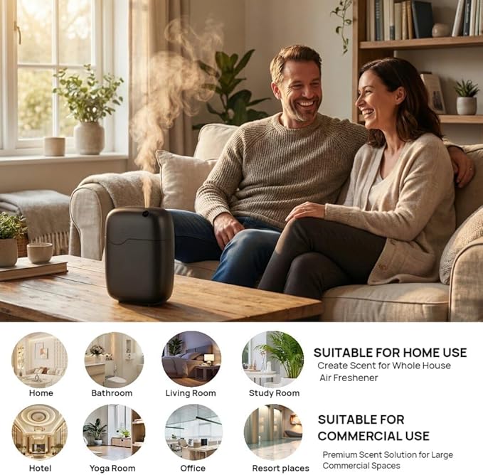 Kevinleo Waterless Essential Oil Diffuser – Bluetooth App Control, 2000 sq ft Coverage, Cold Air Atomizing for Home Office Commercial Use - 3pcs Oil Included (20ml/Bottle)