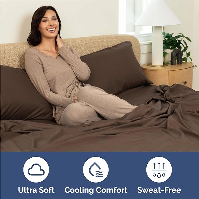 Queen 6 Piece Sheet Set - Comfy, Breathable & Cooling - Hotel Luxury Bedding for Women, Men, Kids, Teens and Children - 1 Flat & 1 Fitted Sheet & 4 Pillowcases w/ Deep Pockets - Wrinkle Free - Brown