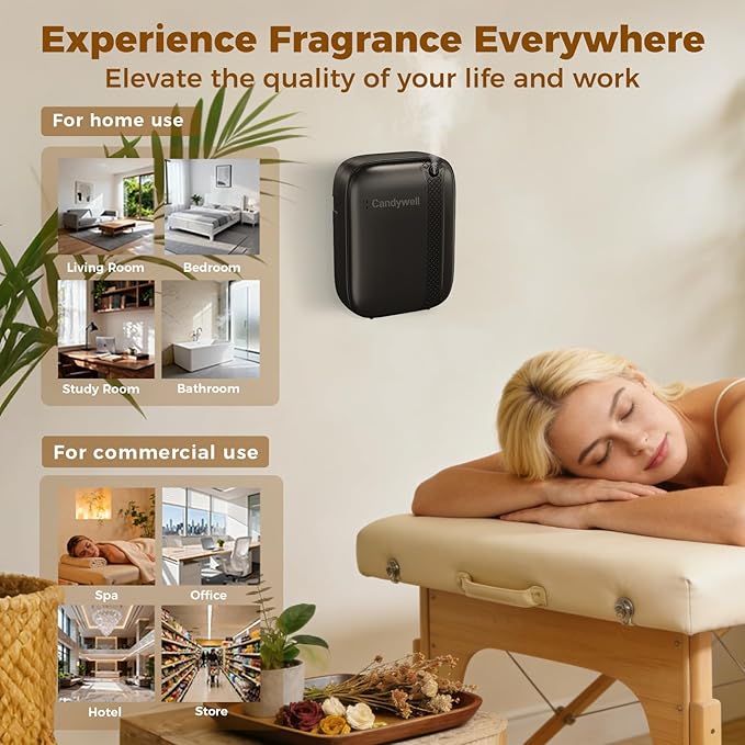 Waterless Essential Oil Diffuser for Home & Office, Cold Air Diffuser for Large Home, 3000 Sq Ft Coverage, Wall-Mounted, Smart APP Control, Pet & Kid Friendly, 13.5 Fl Oz Large Capacity