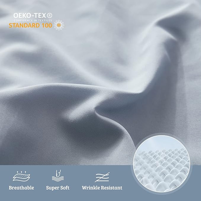 YIYEA California King Pillow Cases Set of 4, Ultra Soft 1800TC Hotel Quality Double Brushed Microfiber Embroidered Pillowcases, Envelope Closure, Fade Resistant (20"x40", Blue)