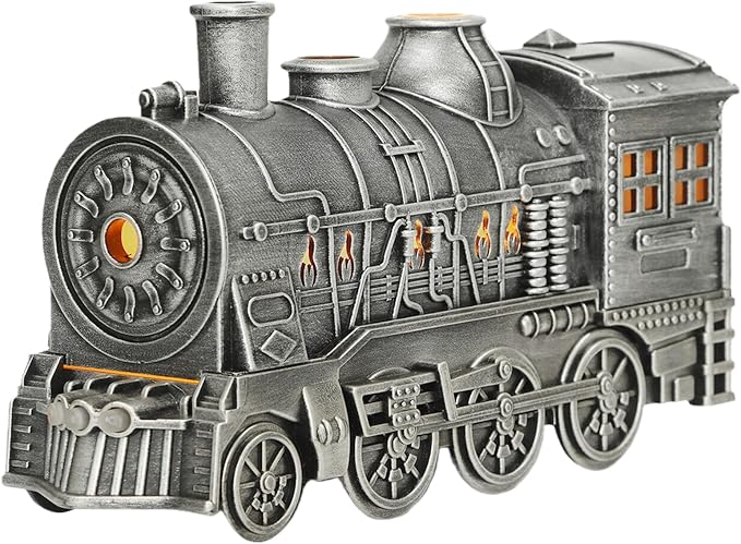 Retro Train Essential Oil Diffuser Humidifier 300ML - Steam Engine Cool Mist Humidifier with Dual Mist Modes & Auto Shut-Off, Quiet Aromatherapy Diffuser with Night Light for Home Office Decor