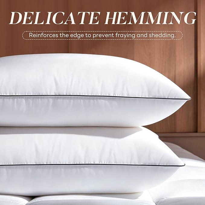 Feather Down Pillows King Size Set of 2, Luxury Hotel Collection Bed Pillow for Sleeping, 2 Pack, Fluffy Plush for Side, Back Sleepers Medium Firm, 20x36 in.