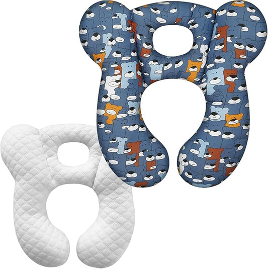 Baby Travel Pillow, Upgrade U-Shape Infant Pillow for Car Seat Pushchair and Stroller, Soft Comfortable Sleep Cushion for Kids Newborn and Toddler -Blue Bear