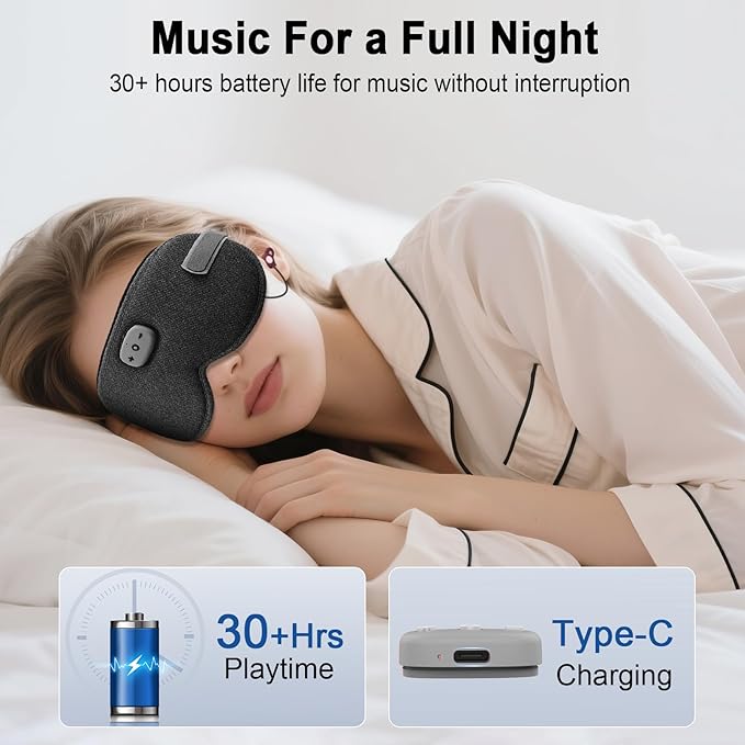 3D Sleep Mask with Bluetooth Headphones, Sleeping Earbuds with HD Mic, Sleep Eye Mask for Side, Zero Eye Pressure, Blackout Eye Mask for Sleep Travel, Elastic Band Eye Masks, for Men Women Gifts,Grey