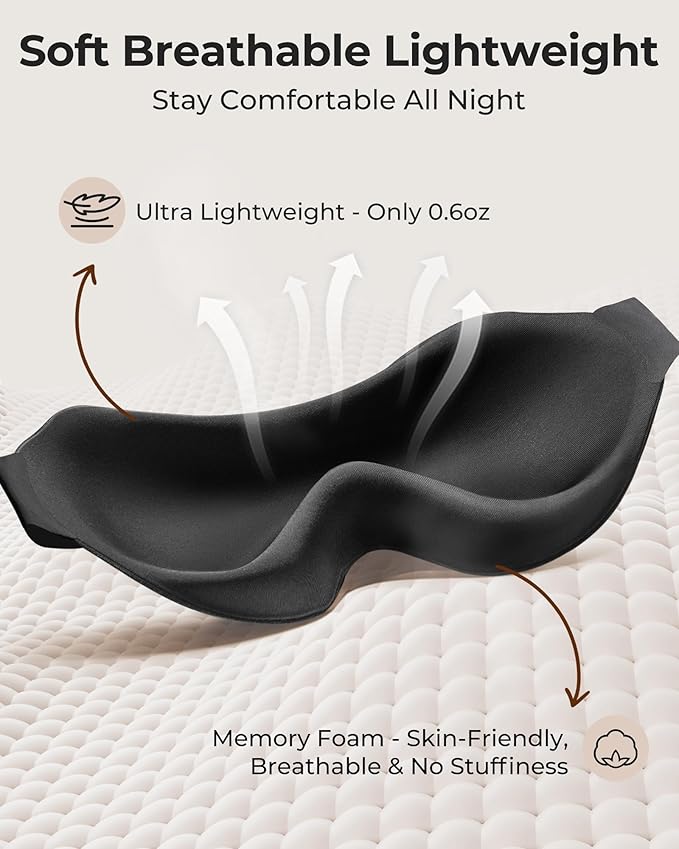 Airplane Travel Essentials Blackout: 3D Contoured Eye Masks for Sleep -Zero Pressure Sleep Mask for Women Men Lash Extensions Friendly - Perfect for Night Shift Nurse College Dorm Road Trip(Blue)