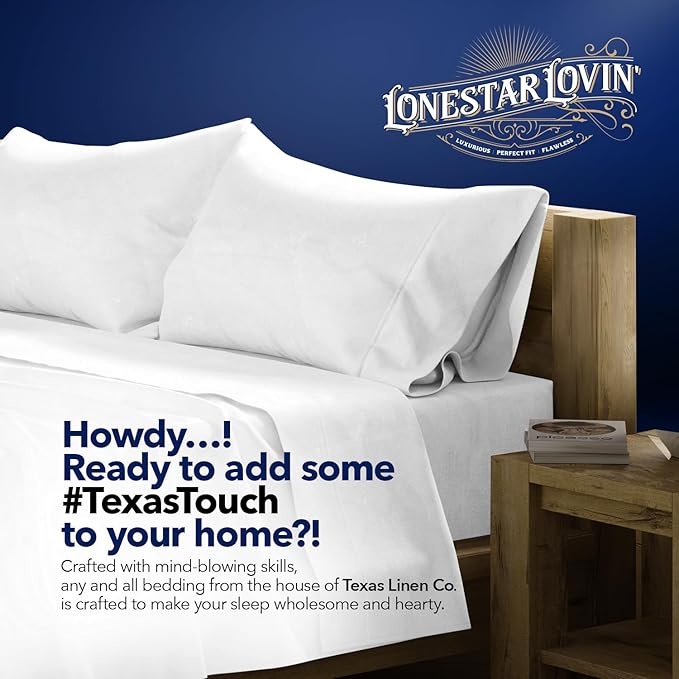 TEXAS LINEN CO. Luxury Egyptian Cotton King White Pillow Cases Set of 2-1000 Series Lonestar Lovin' Collection Pillowcases for Sleeping, Cooling Pillow Cover, Extra Long Staple Hotel Pillow Cases