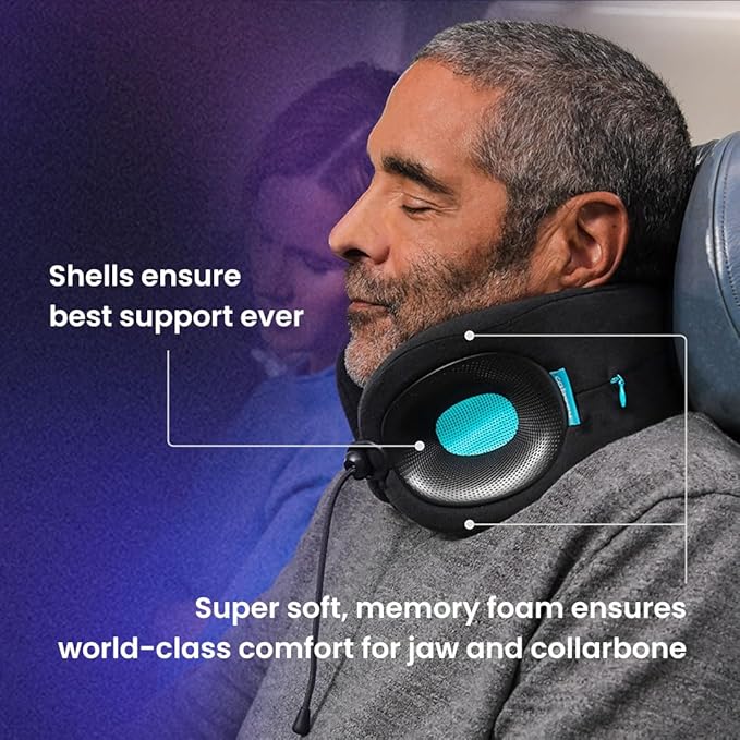Cabeau Travel Essential Neck Pillow - Fits Most Neck Sizes (11-21 inches) - Evolution X Three Ways to Adjust for Ultimate Comfort on Long Flights (Amethyst)