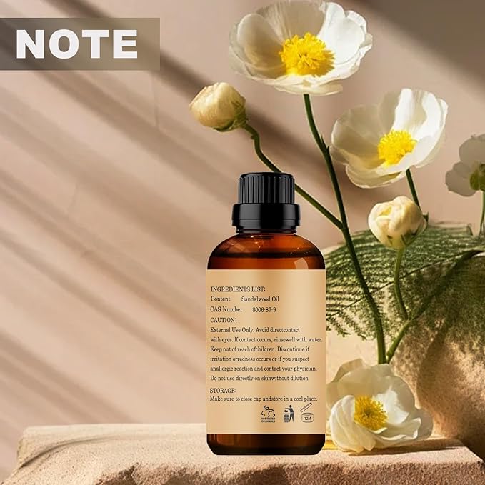 Sandalwood Essential Oils, 120ML Pure and Natural Essential Oil for Aromatherapy Diffuser - Sandalwood /4 Fl Oz