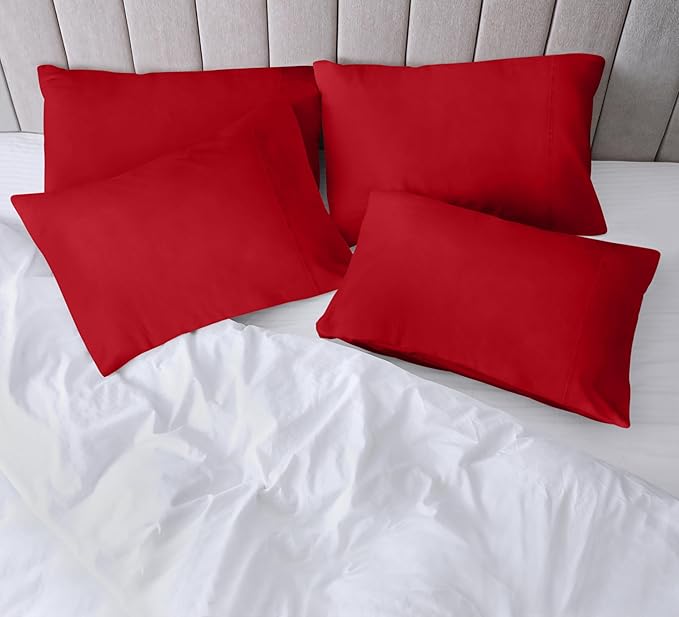Utopia Bedding King Pillow Cases - Pack of 4 - Envelope Closure - Soft Brushed Polyester Fabric - Shrinkage and Fade Resistant Pillow Covers King Size 20 X 40 Inches (Red)