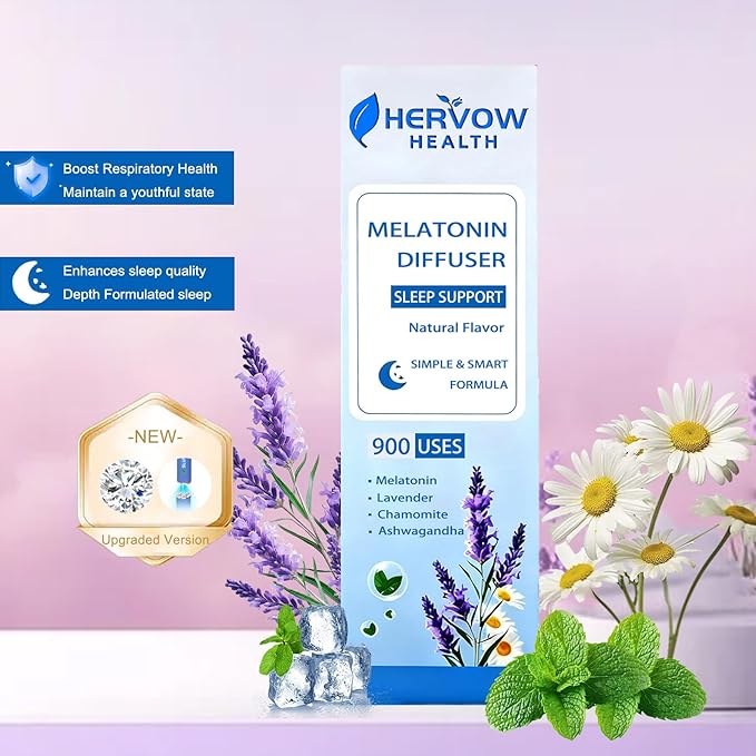 【HERVOW】 Portable Aromatherapy Diffuser for Essential Oils – 900 Uses Long Lasting, No Electricity, Natural Mint Lavender Chamomile, for Home Car Office Travel, Calming Air Freshener Gift