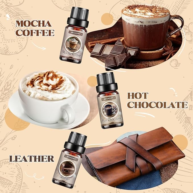 Bakery Essential Oils Set, Gifts for Mom & Wife, Fragrance Oils for Diffusers,Candle & Soap Making,Aromatherapy Oil -,Chocolate, Coffee Cake, Coffee, Apple Pie,Brown Sugar, Leather Scents