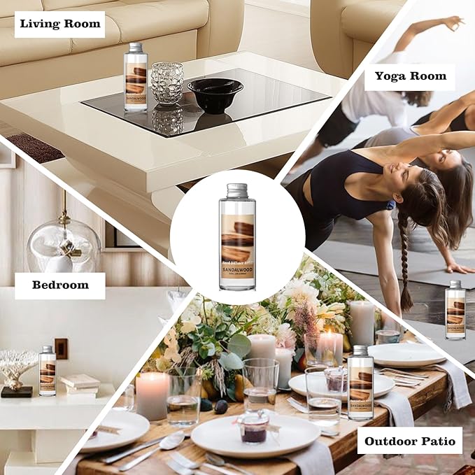 SCENTORINI Reed Diffuser Oil Refill, Sandalwood Diffuser Oil 6.76 Fl Oz, Natural Scented Essential Oil Refill Long Lasting Home Fragrance for Room Spa Aromatherapy Bathroom Home Decor