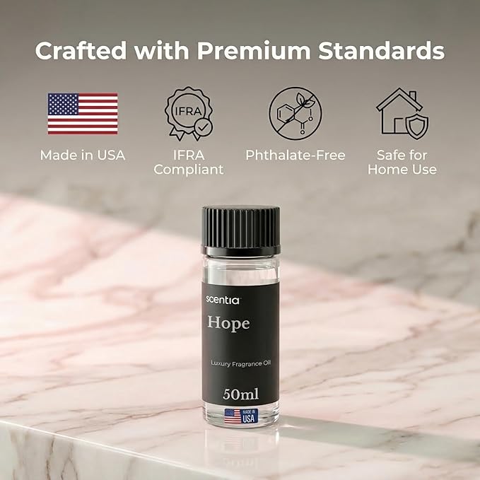 Scentia Hope Floral Fragrance Oil for Diffusers – Feminine Floral Home Scent with Citrus, Jasmine, Lily & Sweet Musk – Aromatherapy Oil for Cold Air, HVAC & Ultrasonic Diffusers – 50 ml (1.69 fl oz)