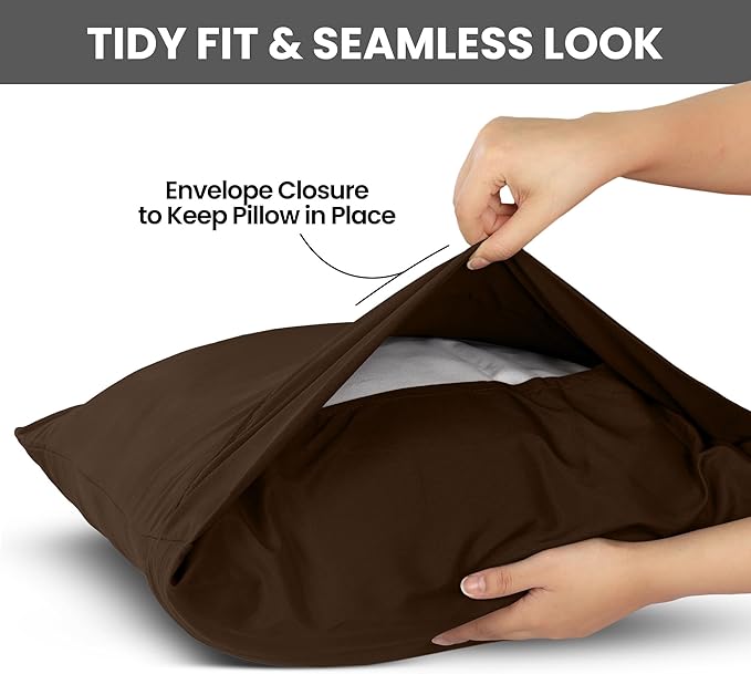 Utopia Bedding King Pillow Cases - 2 Pack - Envelope Closure - Soft Brushed Microfiber Fabric - Shrinkage and Fade Resistant Pillow Covers King Size 20 X 40 Inches (King, Brown)