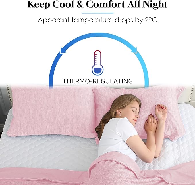 CHOSHOME Cooling Pillow Cases Zipper Pillow Covers Q-Max > 0.45 Zippered Pillowcases for Hot Sleepers, Soft, Breathable, Skin-Friendly, 4 Pack (Queen, 20"x30", Pink)