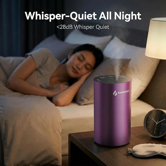 GentleJet LiteMist Waterless Nebulizing Essential Oil Diffuser – Cold Air Aromatherapy, USB-C Cordless 2000mAh Battery, Aluminum Portable for Home Office Car, 20ml
