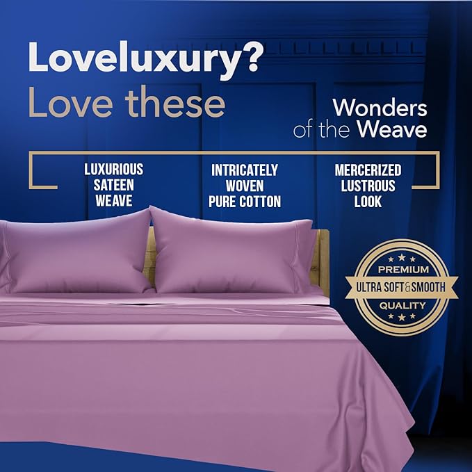 TEXAS LINEN CO. Luxury Egyptian Cotton King Plum Pillow Cases Set of 2-1000 Series Lonestar Lovin' Collection Pillowcases for Sleeping, Cooling Pillow Cover, Extra Long Staple Hotel Pillow Cases