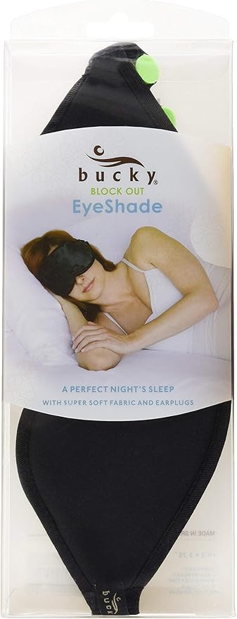 Bucky Block Out Eye Mask, Eye Shade With Earplugs, Black, One Size
