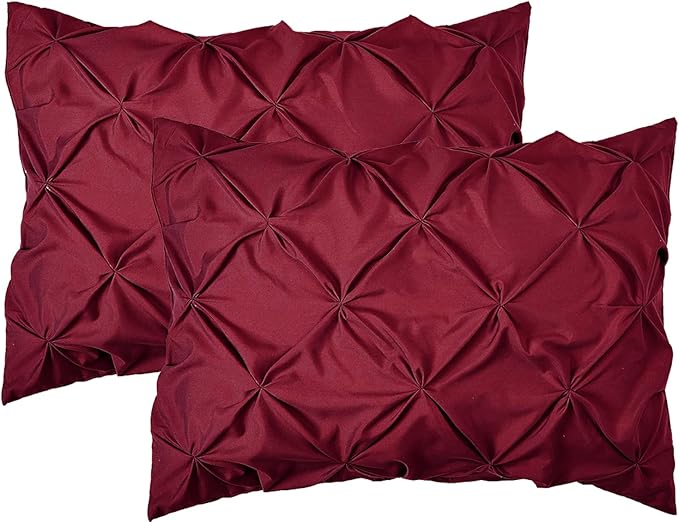 Elegant Comfort 2-Pack Sham Set Pinch Pleat Design, 1500 Premium Hotel Quality Microfiber, Stylish Design-Easy Care, Wrinkle and Stain Resistant, 2-Piece Sham Set, Pleated King, Burgundy