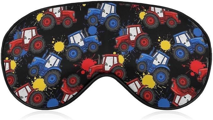 Boys Sleeping Mask Cartoon Tractor Car Kids Sleep Eye Mask Blindfold with Adjustable Strap Soft Eye Cover for Blocking Out Lights Tractor Decor for Bedding