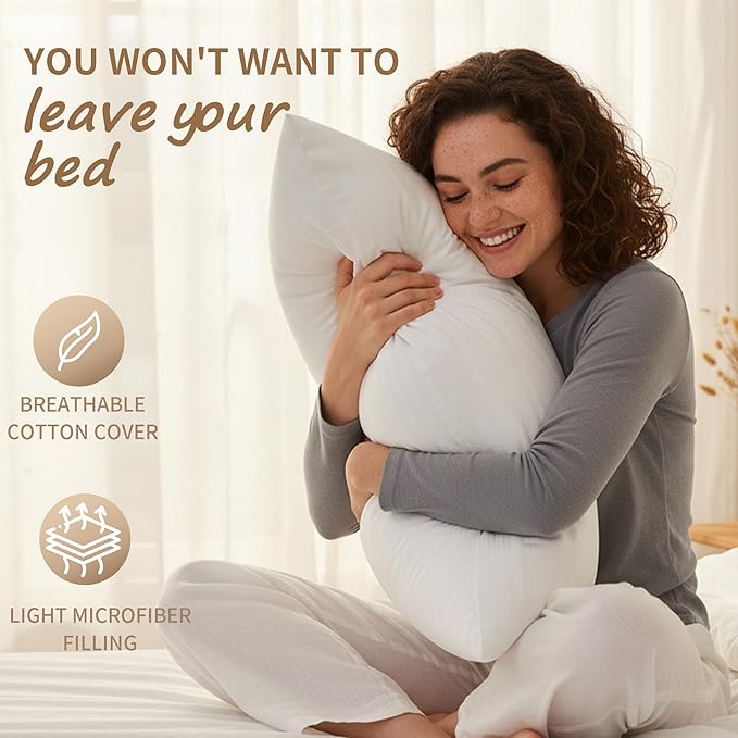 Pillows Queen Size Set of 2, Queen Pillows Set of 2 with Adjustable Down Alternative Polyester Fiber Fill, Hotel-Quality Comfort for Side, Back & Stomach Sleepers