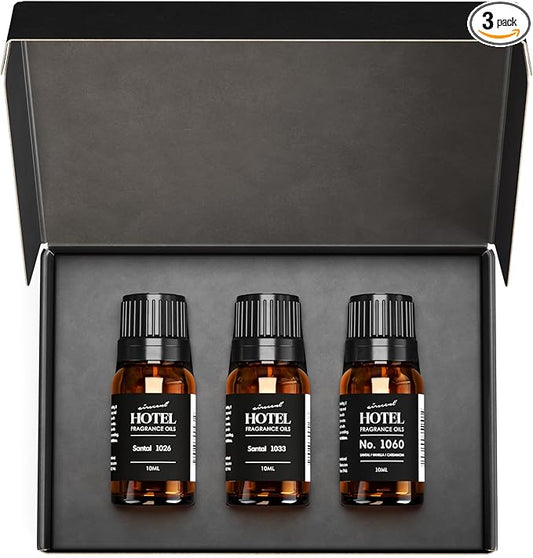 AirScent Santal Diffuser Oil 3 Pack Gift Set - Three Inspired Santal Essential Oil Blends for Ultrasonic and Waterless Diffusers and Crafting - 10 mL, 0.34 fl oz Glass Bottle Samples