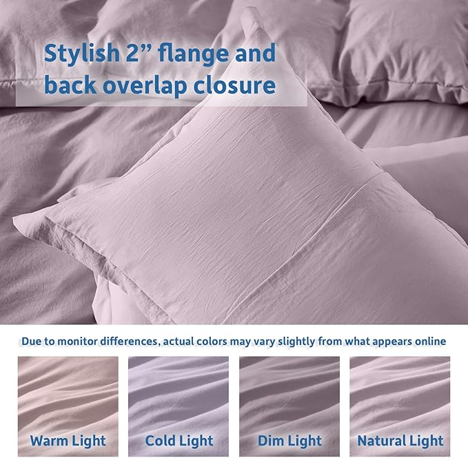 Nestl Dusty Purple Duvet Cover Full Size - Soft Double Brushed Full Size Duvet Cover Set, 3 Piece, with Zipper Closure, 1 Duvet Cover 80x90 inches and 2 Pillow Shams