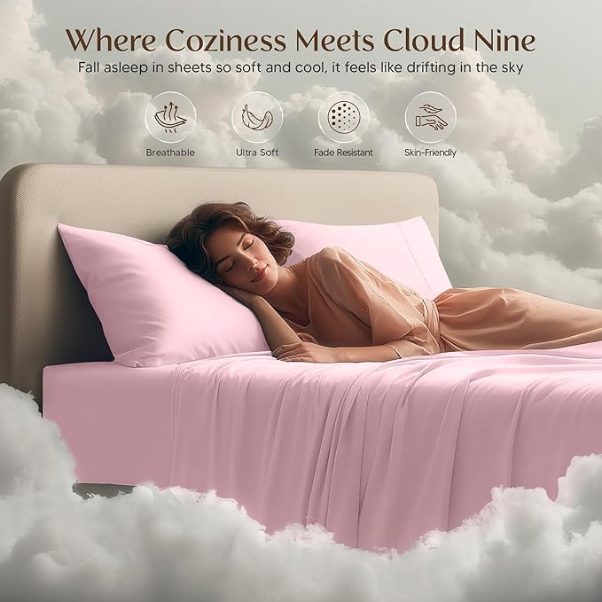 Utopia Bedding Queen Size Sheet Set – 4 Piece Bed Sheets, Soft and Breathable Microfiber, Includes 1 Fitted Sheet, 1 Flat Sheet and 2 Pillowcases – Oeko Tex (Crystal Pink)