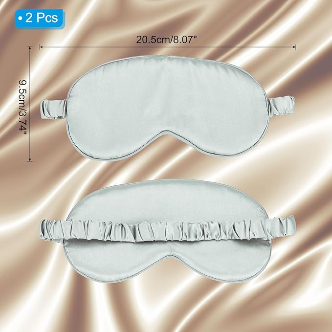 PATIKIL Silk Sleep Mask, 2 Pack Soft Satin Eye Protective Mask Blackout Eye Cover with Elastic Straps for Side Sleeping Women Men Travel, Grey