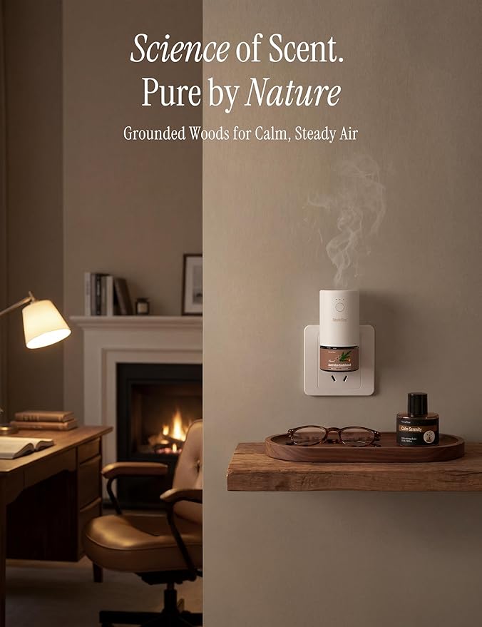 Plug-in Air Freshener for Home, Waterless Essential Oil Diffuser for Bedroom and Bathroom, Non-Toxic Formula for Pets and Nursery, 120 Days Runtime, Refillable Himalayan Cedarwood(Mauve)